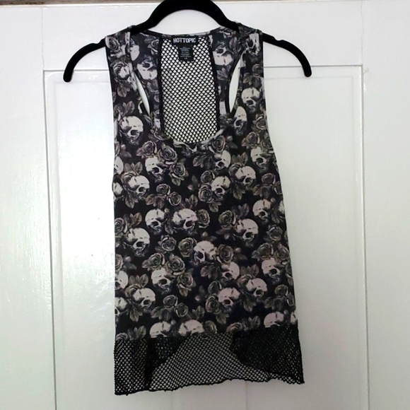 Hot Topic Tops - Hot Topic Black, White, Mesh Racer-back Top